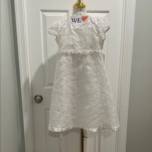 Elegant White Kids Formal Communion Flower Girl Dress